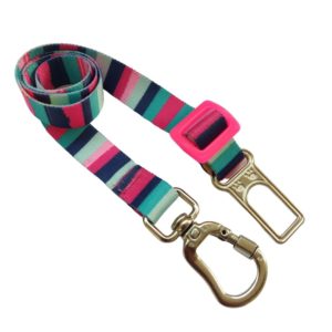 Cinto de Segurança Para Cachorro e Gato com Trava Listras Rosas