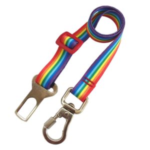 Cinto de Segurança Para Cachorro e Gato com Trava Arco Íris
