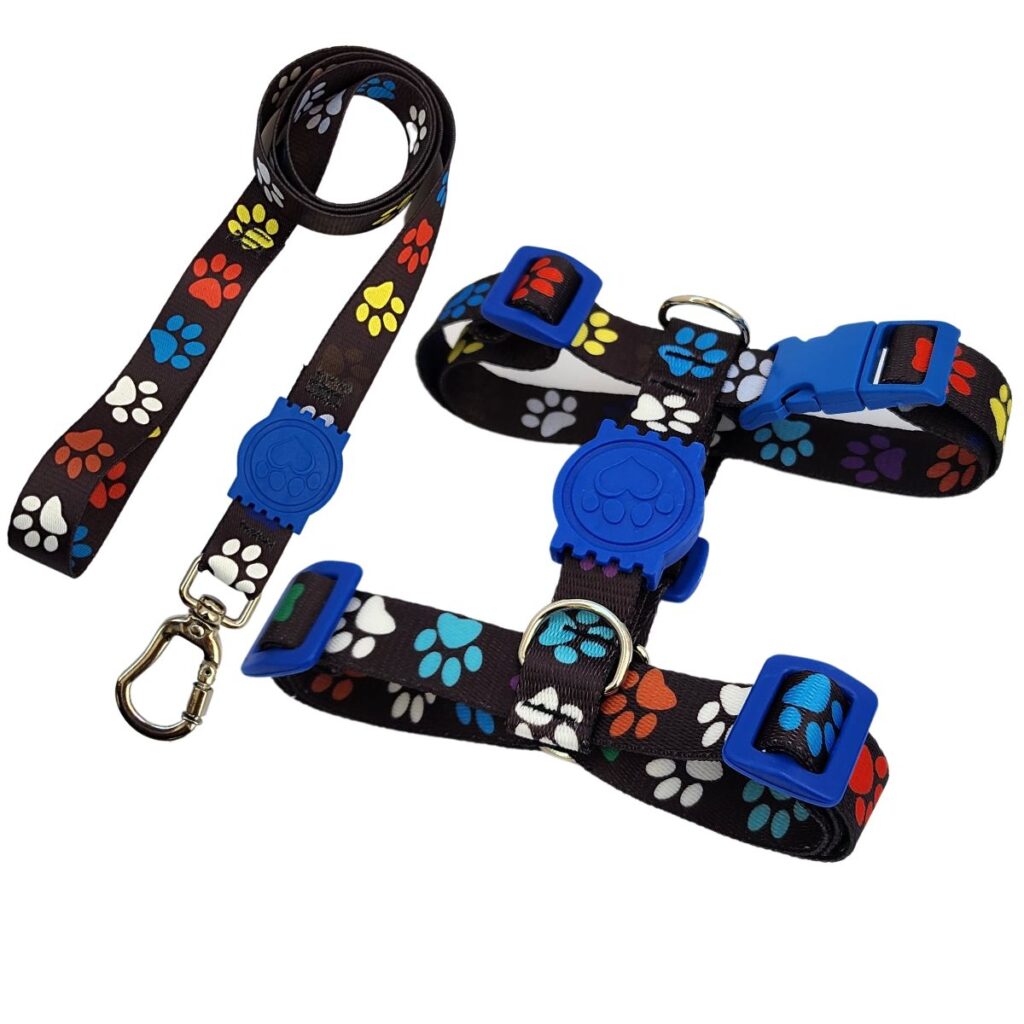 Peitoral H Antipuxão Para Cachorro com Guia e Trava Preta