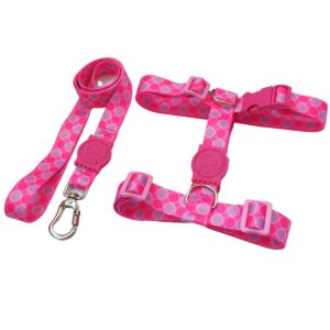 Peitoral H Antipuxão Para Cachorro com Guia Rosa Bolinhas