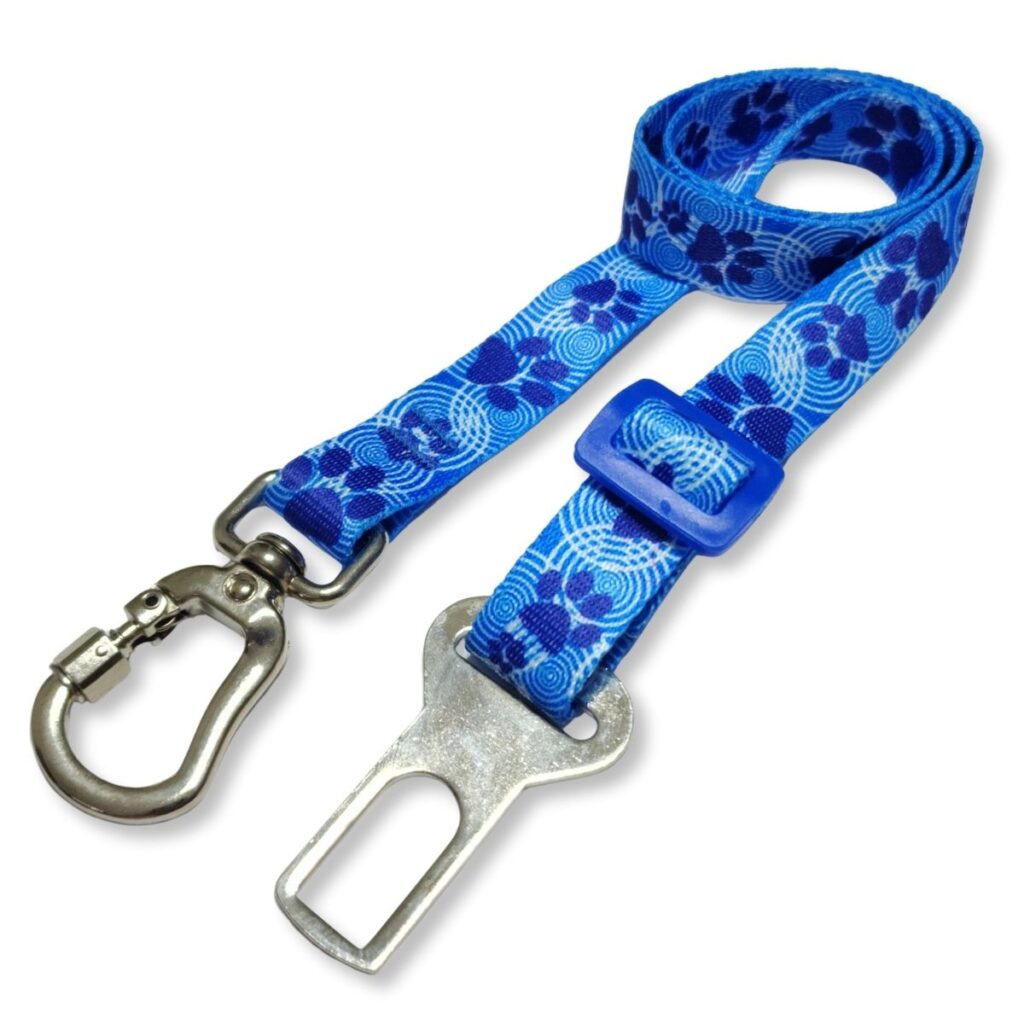 Cinto de Segurança Para Cachorro e Gato com Trava Dupla Azul